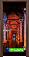 Стъклена интериорна врата, Print G 13-13, каса цвят Орех