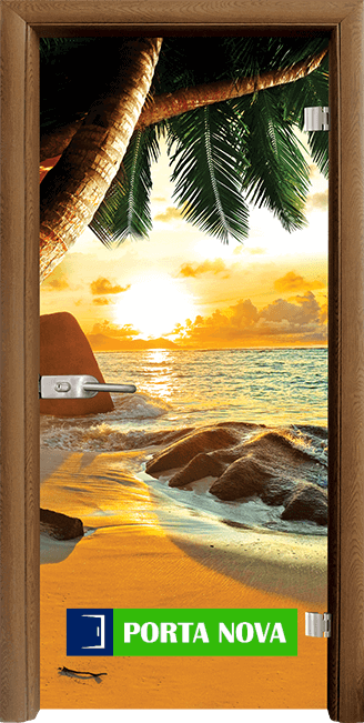 Стъклена интериорна врата, Print G 13-14, каса цвят Златен дъб